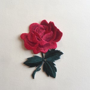 Red Rose Iron / Sew On Embroidered Patch Appliqués Badge