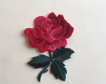 Red Rose Iron / Sew On Embroidered Patch Appliqués Badge