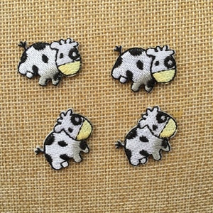 Set Of 4 Mini Cow Iron On Patch Sew On Full Embroidered Patch Appliqués Badge