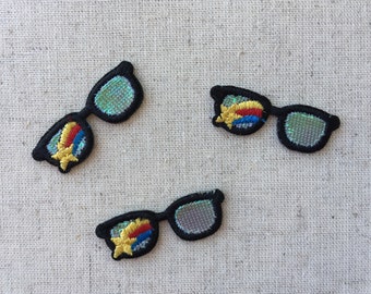 Set Of 3 Sunglasses Iron On Sew On Full Embroidered Patch Appliqués Badge