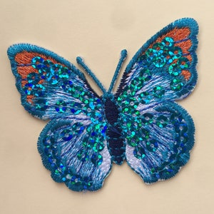 Butterfly With Shining Dots Iron / Sew On Full Embroidered Patch Appliqués Badge