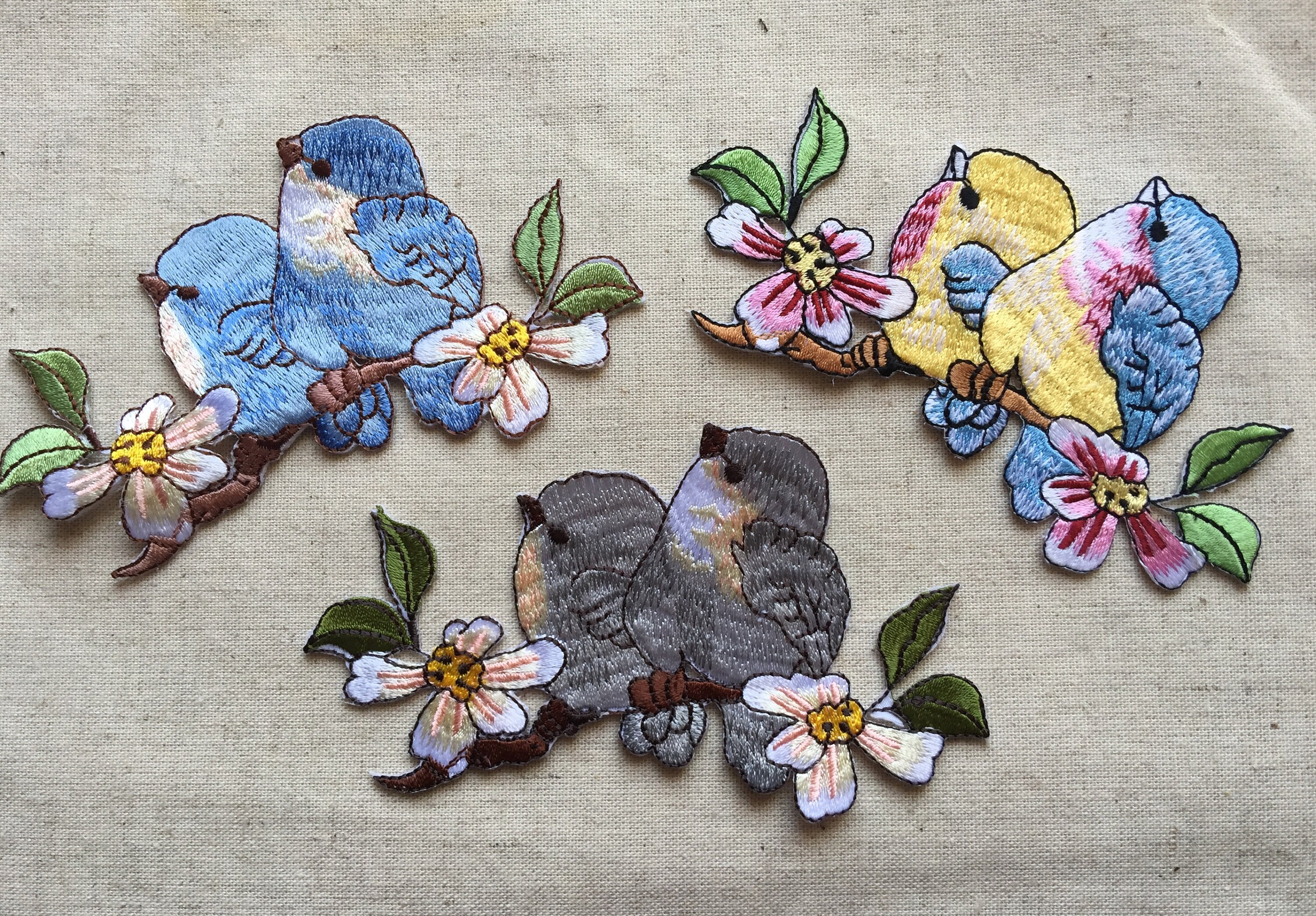 Birds With Flowers Iron on Sew on Embroidered Patch Appliqués | Etsy