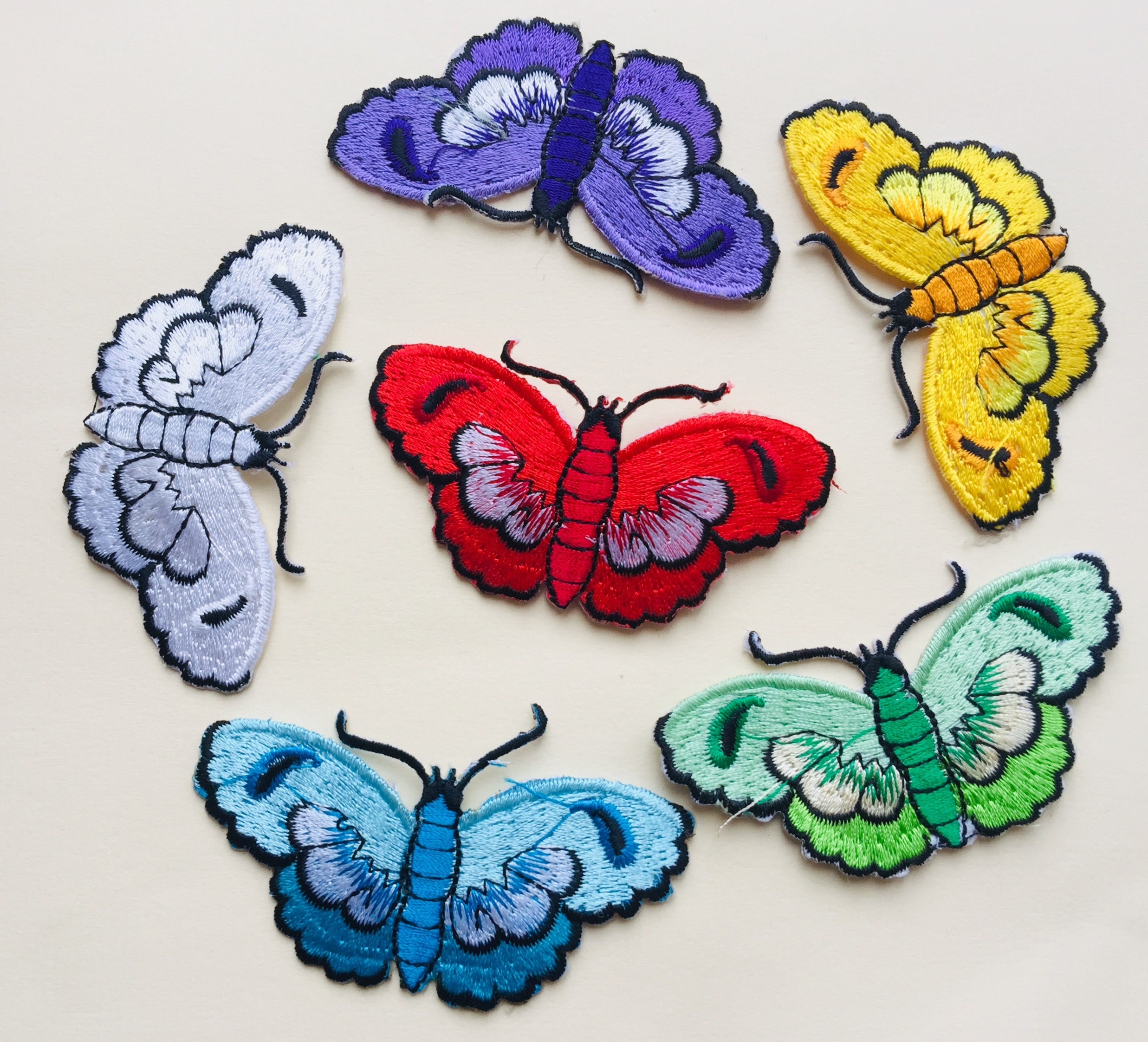 Big Labels Small Prices 3Pcs Orange Embroidery Butterfly Sew On Patch