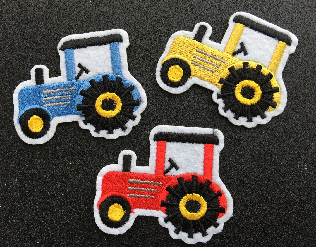 Set of 3 Farm Tractors Iron/ Sew on Embroidered Patch Appliqués Badge