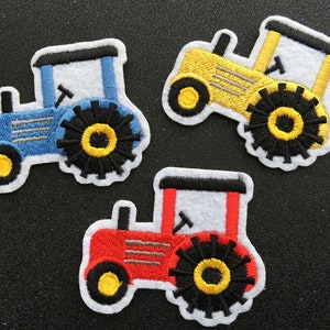 Set Of 3 Farm Tractors Iron/ Sew On Embroidered Patch Appliqués Badge