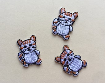 Set of 3 Mini kittens Cats Iron On Sew On Full Embroidered Patch Appliqués Badge