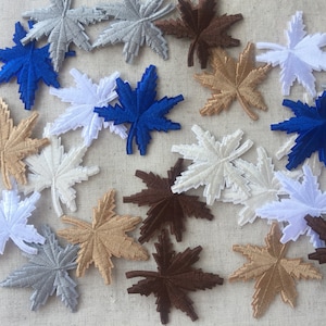 Set Of 4 Leaves Leaf Iron On Sew On Full Embroidered Patch Appliqués Badge leaf patches