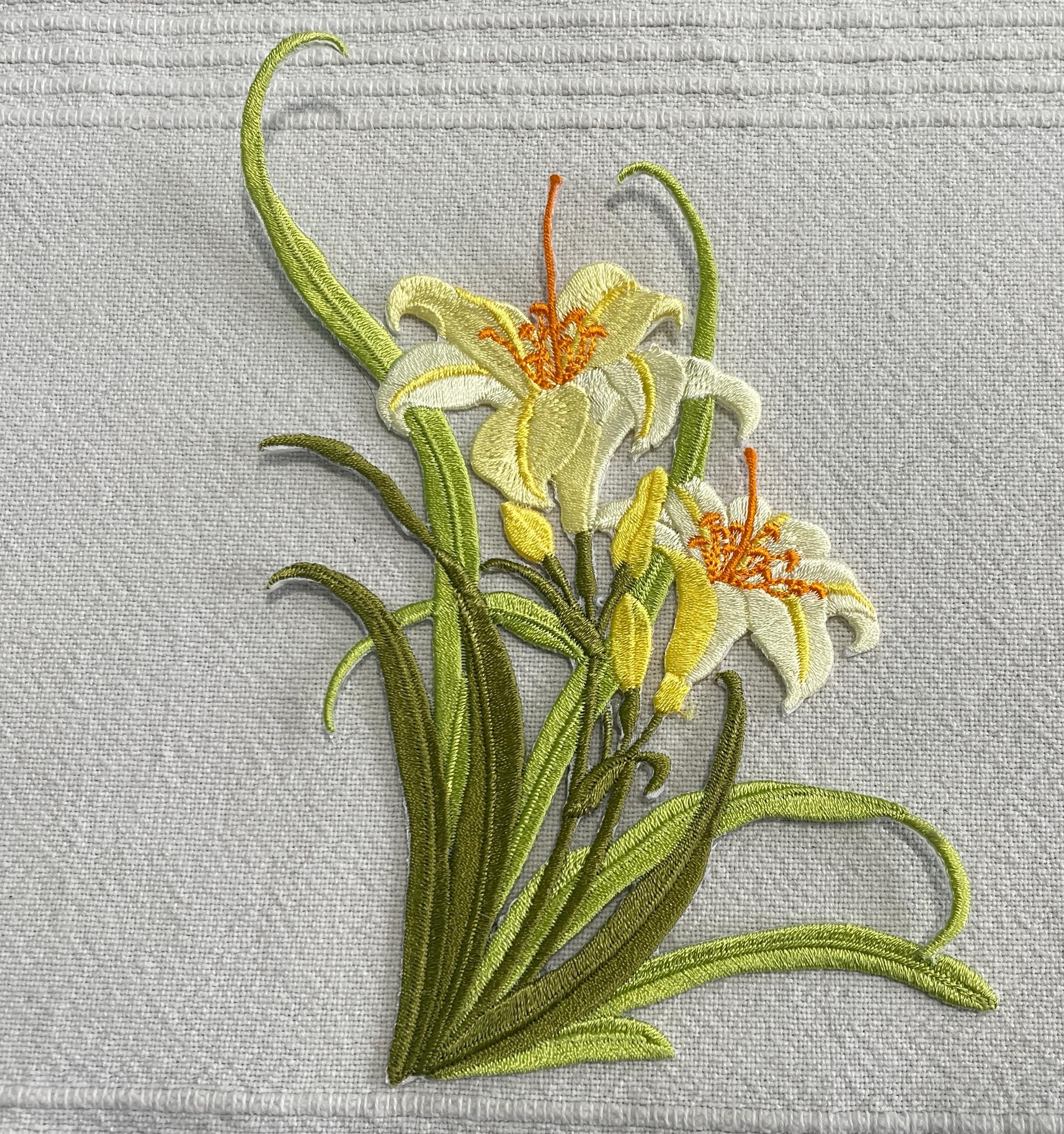 Lily Flower Iron on Sew on Full Embroidered Patch Appliqués Badge