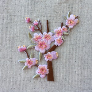 Peach Apple plum Blossom Flower Iron/ Sew On Embroidered Patch Appliqués Badge Style 1: 9cm x 5.5cm