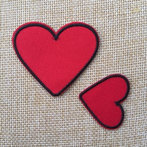 Set Of 2 Red Heart Iron On Patch Sew On Embroidered Patch Appliqués Badge