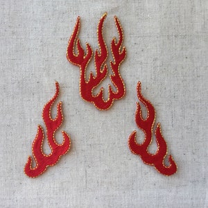 Red fire patch, fire flames Iron on Sew On Full Embroidered Patch Appliqués Badge