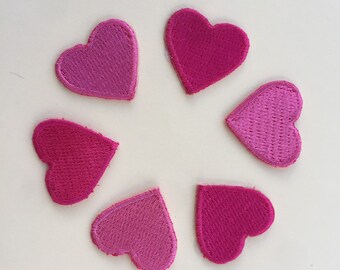 Iron-On Love Heart Embroidered Patch 40 Pcs Cute Fabric Mini Heart Patches Repair Decorations Sew On Patch DIY Clothing Craft Decoration Accessories Beige