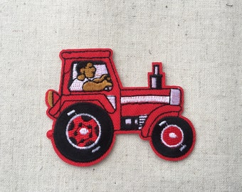 Red Farm Tractor Iron/ Sew On Embroidered Patch Appliqués Badge