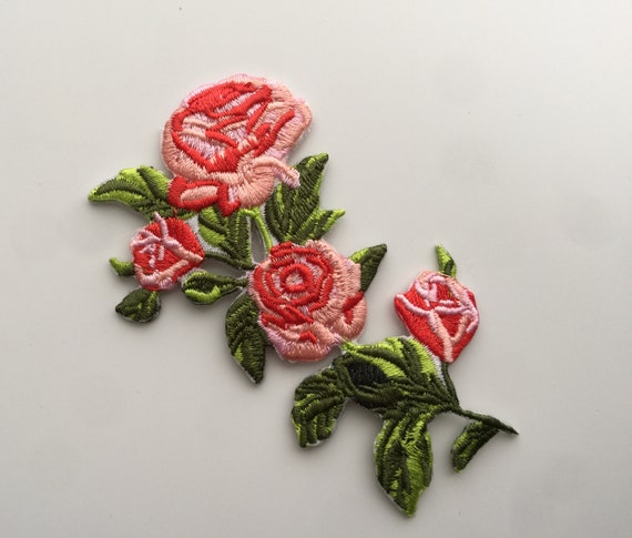 Ron On Embrodered Rose Flower Patch Applque, Red Flower Badge | Rcamo Fa Da Te, Rcamo, Fa - Foto 10