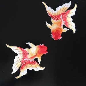 One Pair of Goldfish Sew On Full Embroidered Patch Appliqués Badge