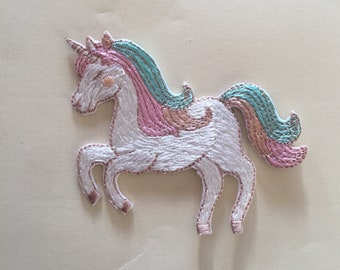 Pink Unicorn iron on Embroidery patch Appliqué