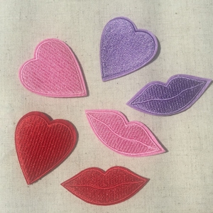Love Heart And Lips Iron On Sew On Full Embroidered Patch Appliqués Badge