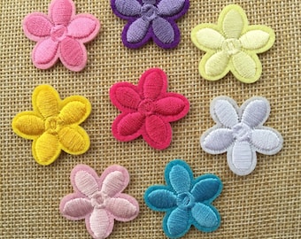 Set of 8 Flower Petals Iron On patch Sew On Full Embroidered Patch Appliqués Badge