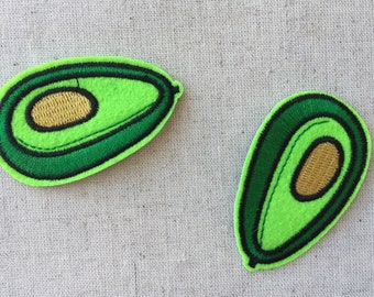 Set Of 2 Avocado Iron On Sew On Embroidered Patch Appliqués Badge