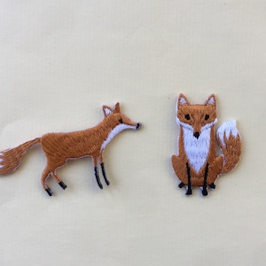 Set of 2 Fox Iron / Sew On Full Embroidered Patch Appliqués Badge