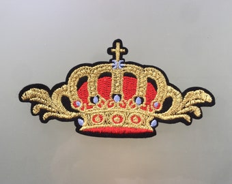 Crown Iron / Sew On Full Embroidered Patch Appliqués Badge