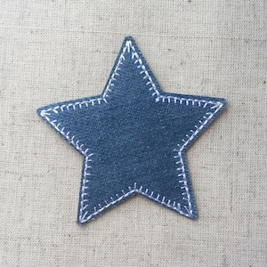 Blue Jeans Colour Star Iron On Sew On Embroidered Patch Appliqués Badge