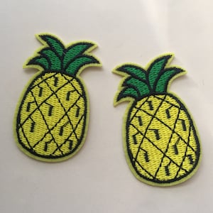 Set Of 2 Pineapple Iron On Sew On Full Embroidered Patch Appliqués Badge
