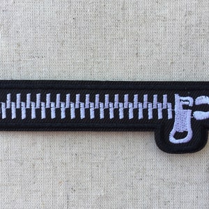 Black Zipper Iron On Sew On Full Embroidered Patch Appliqués Badge