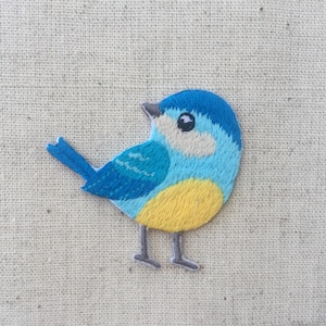 Insigne d'appliqués brodé petit oiseau de haute qualité à coudre Blue (4cm x 4.5cm)