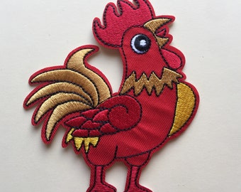 Coq Rouge Coq Fer à coudre sur Patch Brodé Complet Appliqués Badge