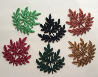 Parche de hojas de hoja de flor Plancha en costura en parche bordado Insignia de apliques