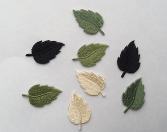 Set Of 2 Mini Leaves Small Leaf Iron On Sew On Flower Sew On Embroidered Patch Appliqués Badge