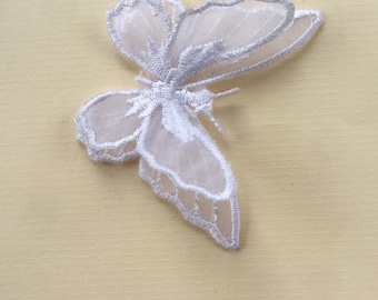 Double Layer 3D Ivory Butterfly Iron/Sew On Embroidered Patch Appliqués Badge