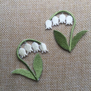 Set of 2 Bluebells Ivory colour Iron/ Sew On Full Embroidered Patch Appliqués Badge