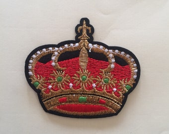 Royal Crown Red Iron / Sew On Embroidered Patch Appliqués Badge