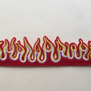 Fire flames Iron On Sew On Full Embroidered Patch Appliqués Badge