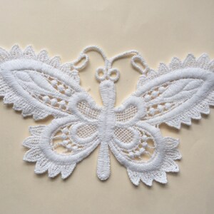 Ivory Butterfly Crochet Sew On Embroidered Patch Appliqués Badge