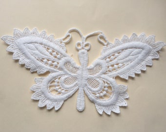 Ivory Butterfly Crochet Sew On Embroidered Patch Appliqués Badge