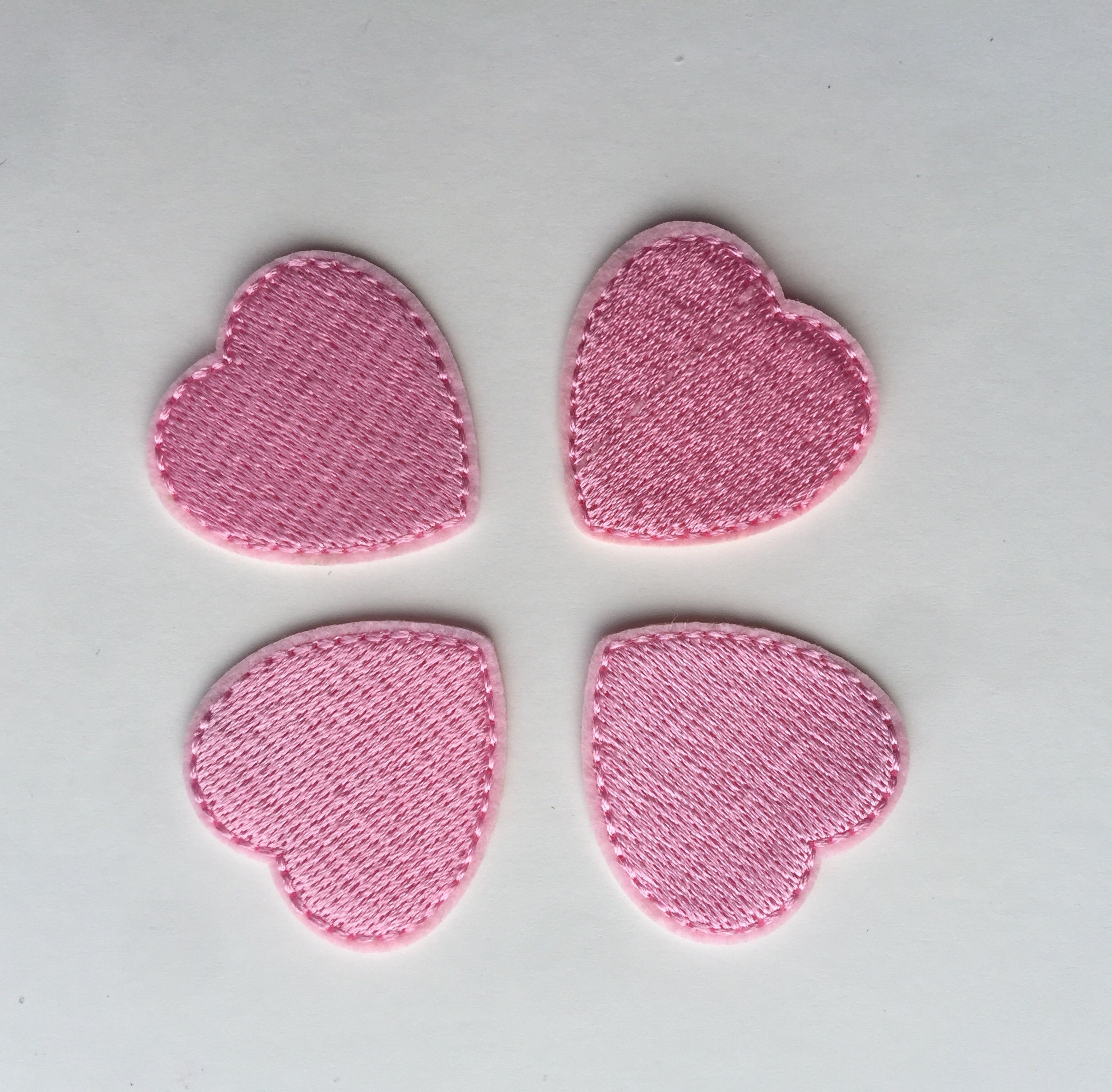 3 X Pink Heart Iron-on Patches, Embroidered Fabric Applique, Pink Heart  Patches 