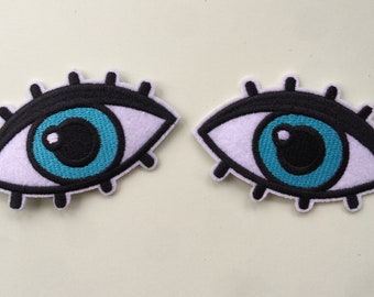Set Of 2 eyes Iron/ Sew On Embroidered Patch Appliqués Badge