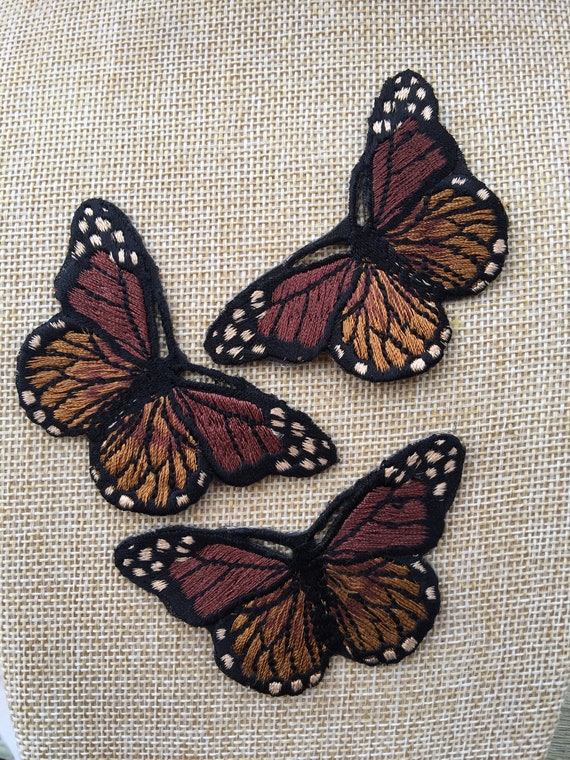 Monarch Butterfly Patch Iron-On Embroidered Colorful Insect Emblem Applique