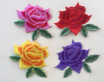 Rose Flower Iron On Sew On Full Embroidered Patch Appliqués Badge