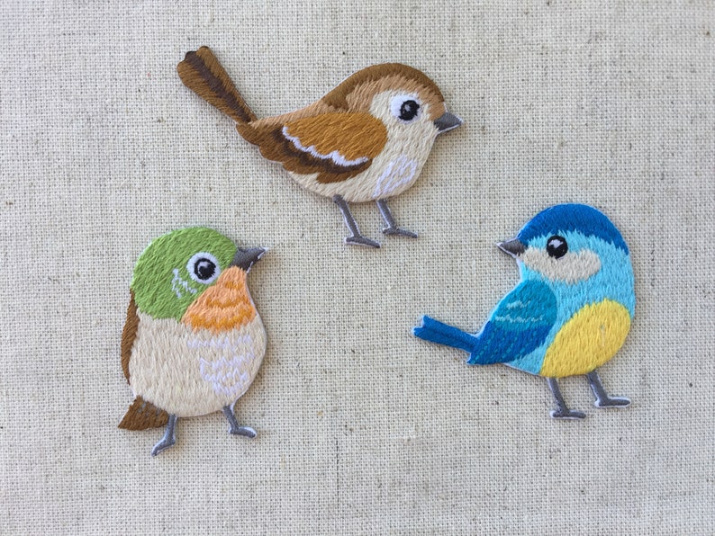 High Quality Little Bird Iron On Sew On Full Embroidered Patch Appliqués Badge image 1