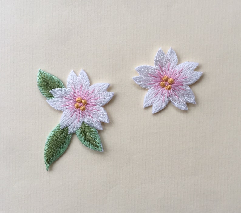 Set Of 2 Flower Iron Sew On Full Embroidered Patch Appliqu\u00e9s Badge