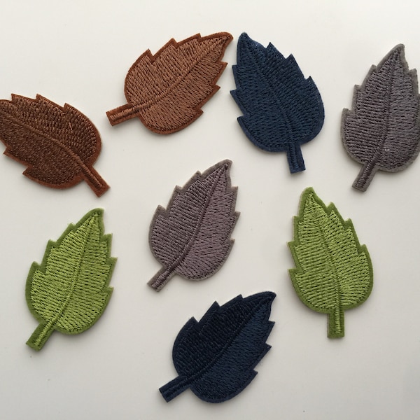 Set Of 2 Leaves Iron Sew On Full Embroidered Patch Appliqués Badge