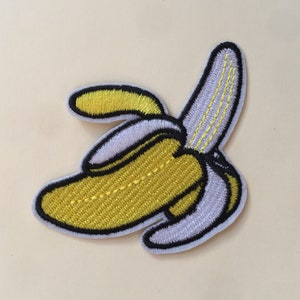 Emblema de apliques de remendo bordado completo com ferro de banana costurado