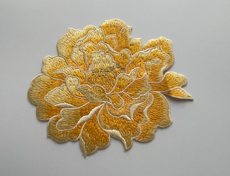 Peony Flower Embroidered Appliqué Patch - Sew on (12.5cm X 14cm) - Etsy
