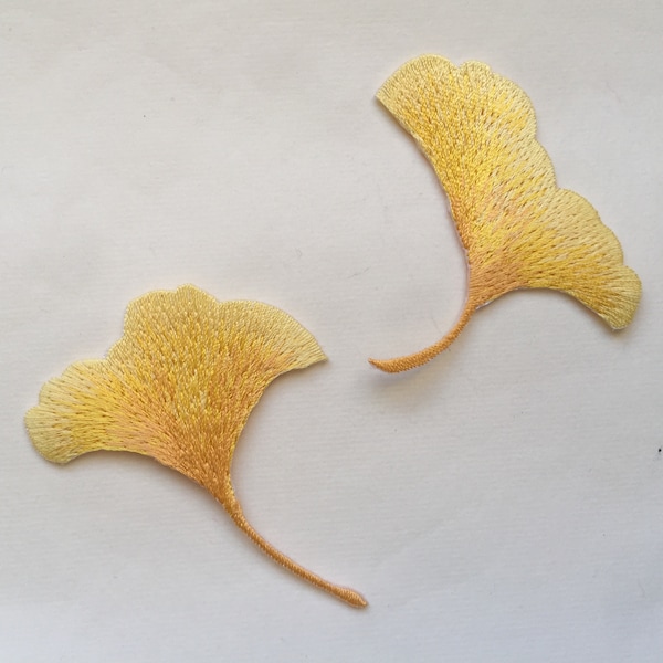 Beautiful Yellow and Green colour Ginkgo Biloba Leaves Iron On Sew On Embroidered Patch Appliqués Badges