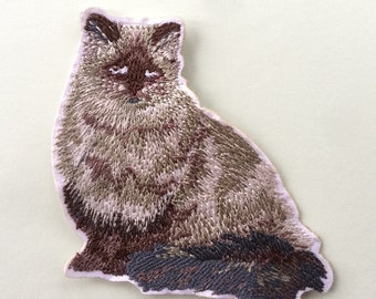 Balinese Cat Iron / Sew On Full Embroidered Patch Appliqués Badge