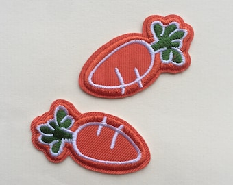 Set Of 2 Carrots Iron/ Sew On Embroidered Patch Appliqués Badge